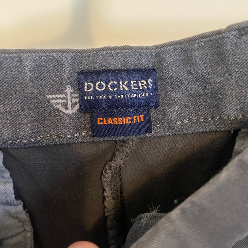 Dockers Classic Fit Men's Pants - Navy Gray with Orange Accent
